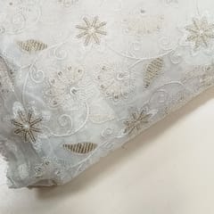 White dyeable georgette embroidery fabric