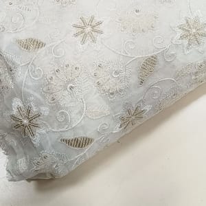 White dyeable georgette embroidery fabric