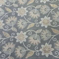 White dyeable georgette embroidery fabric