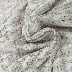 White dyeable georgette embroidery fabric