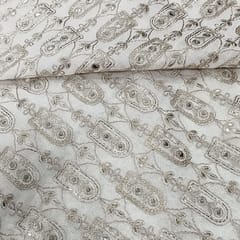White dyeable georgette embroidery fabric