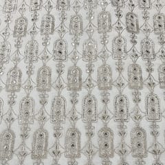White dyeable georgette embroidery fabric