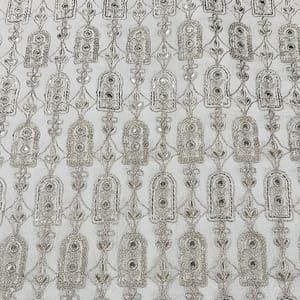 White dyeable georgette embroidery fabric