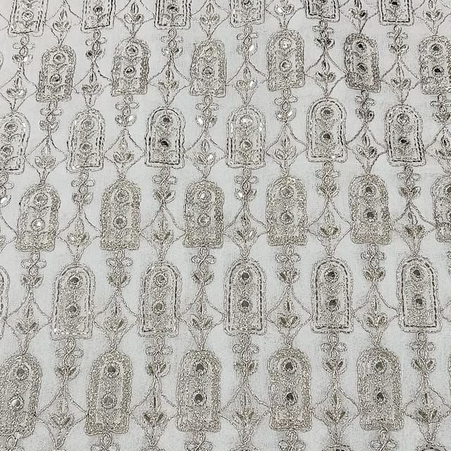 White dyeable georgette embroidery fabric