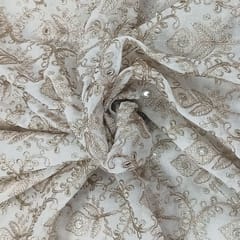 White dyeable georgette embroidery fabric