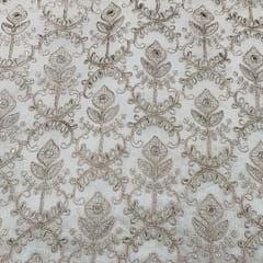 White dyeable georgette embroidery fabric