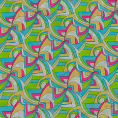 White with multi Colour Cotton Cambric Printed Fabric