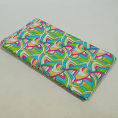 White with multi Colour Cotton Cambric Printed Fabric
