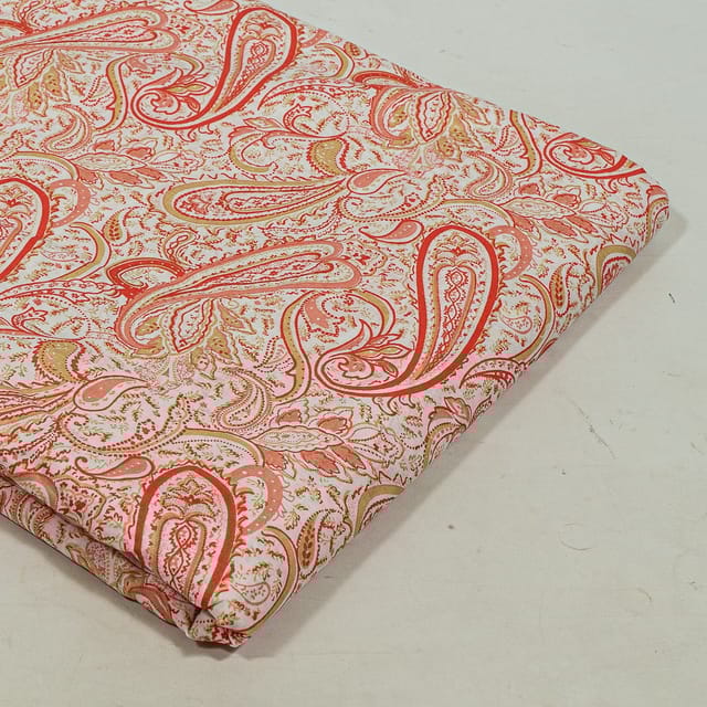 White Colour Cotton Cambric Printed Fabric