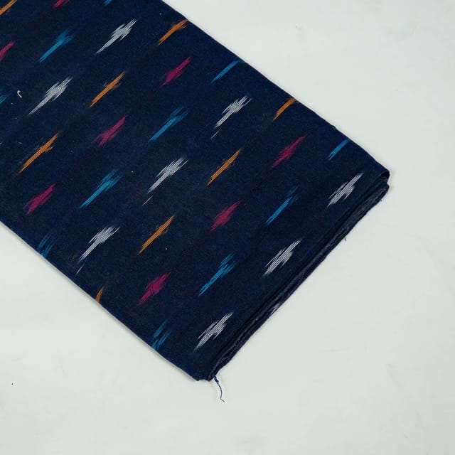 Blue Colour Cotton Ikat Fabric