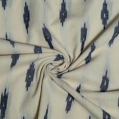 White Colour Cotton Ikat Fabric