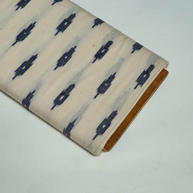 White Colour Cotton Ikat Fabric