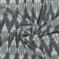 Grey Colour Cotton Ikat Fabric