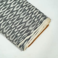 Grey Colour Cotton Ikat Fabric