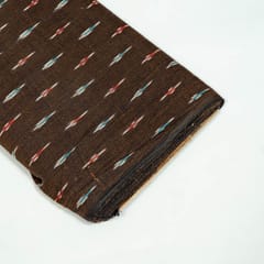 Brown Colour Cotton Ikat Fabric