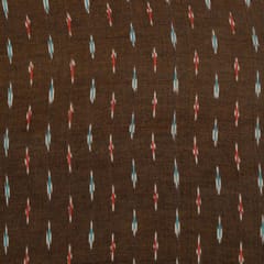 Brown Colour Cotton Ikat Fabric