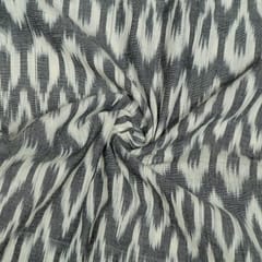Grey Colour Cotton Ikat Fabric