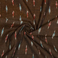 Brown Colour Cotton Ikat Fabric
