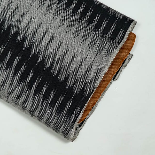 Black and Grey Colour Cotton Ikat Fabric