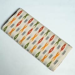 Cream and Multi Colour Cotton Ikat Fabric