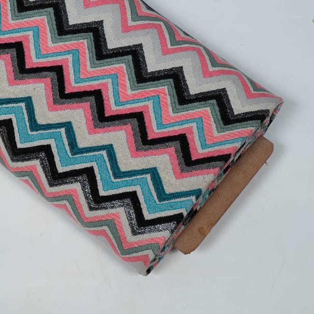 Pink Colour Poly Cotton Jacquard Fabric