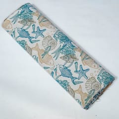 Blue Colour Poly Cotton Jacquard Fabric