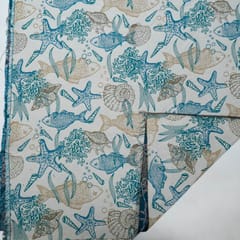 Blue Colour Poly Cotton Jacquard Fabric