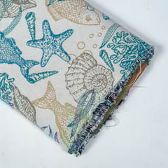 Blue Colour Poly Cotton Jacquard Fabric