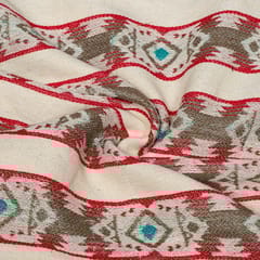 Red Colour Poly Cotton Jacquard Fabric