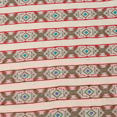 Red Colour Poly Cotton Jacquard Fabric