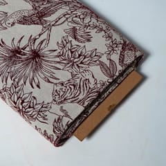 Maroon Colour Poly Cotton Jacquard Fabric