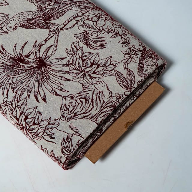 Maroon Colour Poly Cotton Jacquard Fabric