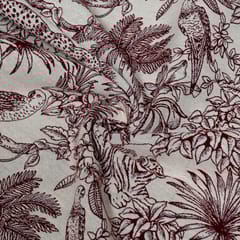 Maroon Colour Poly Cotton Jacquard Fabric