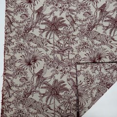 Maroon Colour Poly Cotton Jacquard Fabric