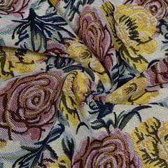 Yellow Colour Poly Cotton Jacquard Fabric
