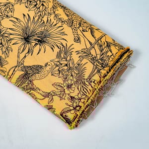 Yellow Colour Poly Cotton Jacquard Fabric