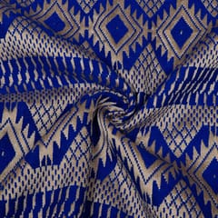 Blue Colour Cotton Acralic Lurex Jacquard Fabric