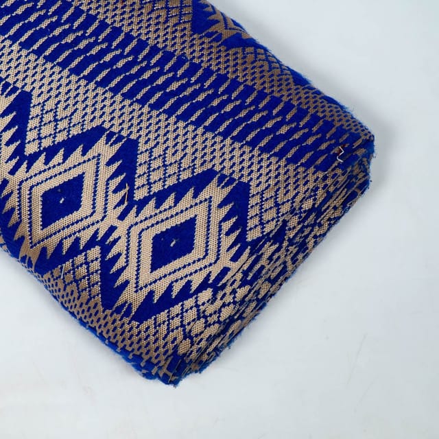 Blue Colour Cotton Acralic Lurex Jacquard Fabric