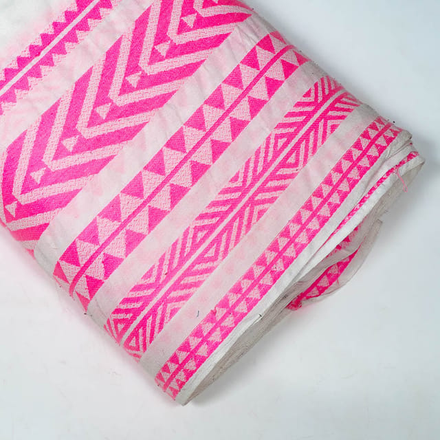 Pink Colour Cotton Jacquard Fabric
