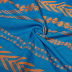 Blue Colour Cotton Acralic Jacquard Fabric