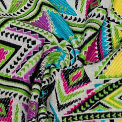 Green Colour Cotton Acralic Jacquard Fabric