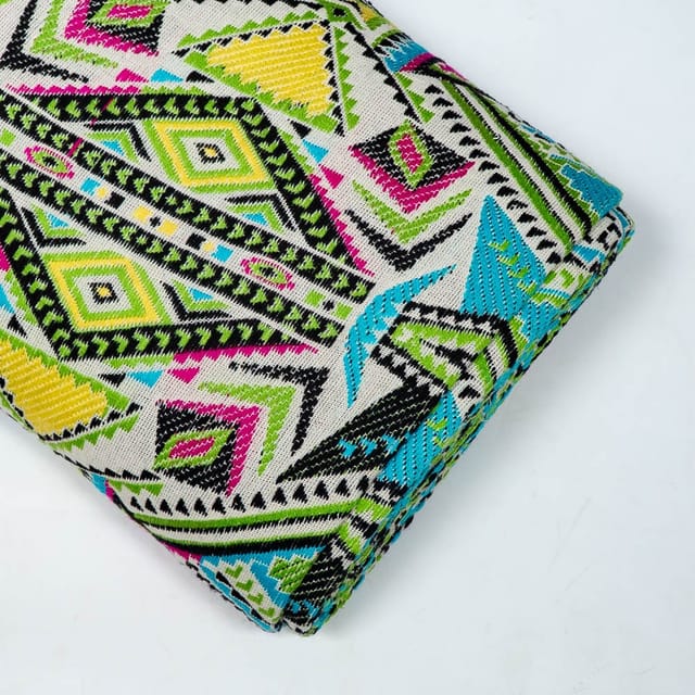 Green Colour Cotton Acralic Jacquard Fabric
