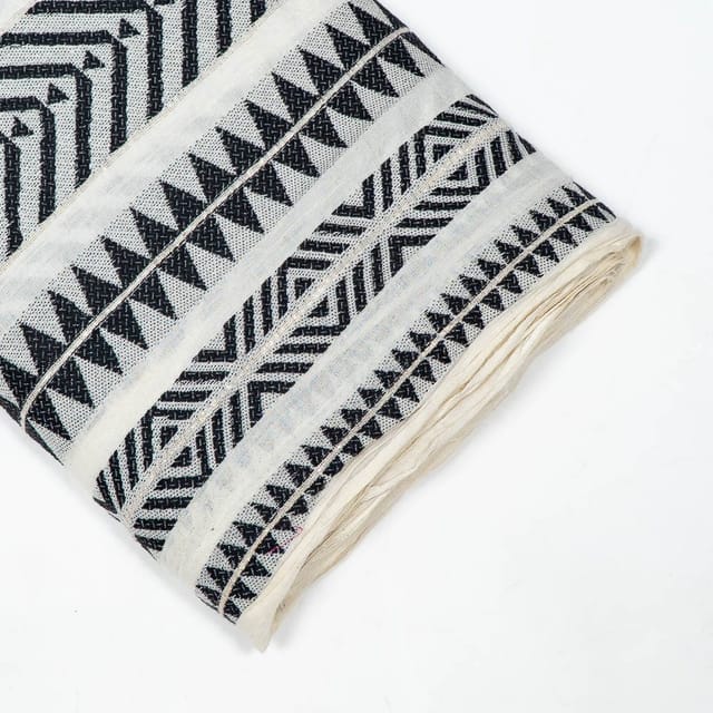 Black and White Colour Cotton Jacquard Fabric