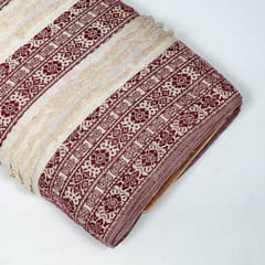 Maroon Colour Cotton Jacquard Fabric
