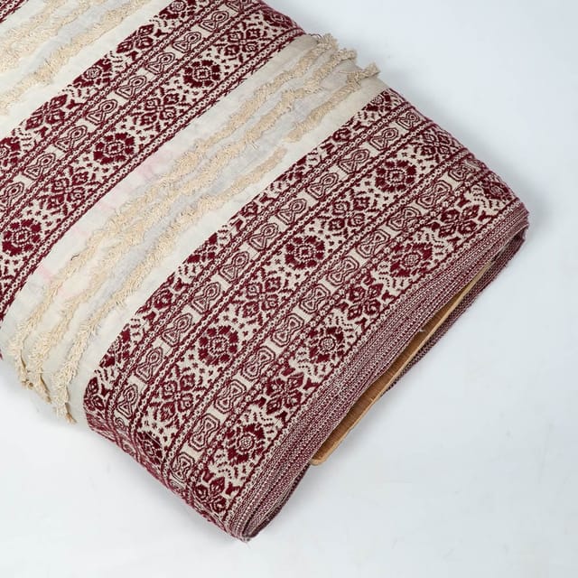 Maroon Colour Cotton Jacquard Fabric