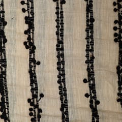 Black Colour Pom Pom Jacquard Fabric