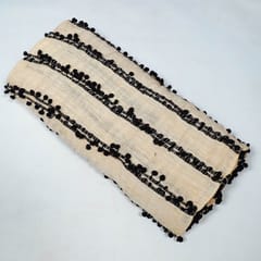 Black Colour Pom Pom Jacquard Fabric