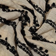Black Colour Pom Pom Jacquard Fabric