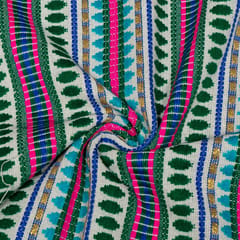Green Colour Cotton Acralic Jacquard Fabric