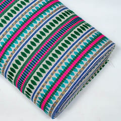 Green Colour Cotton Acralic Jacquard Fabric